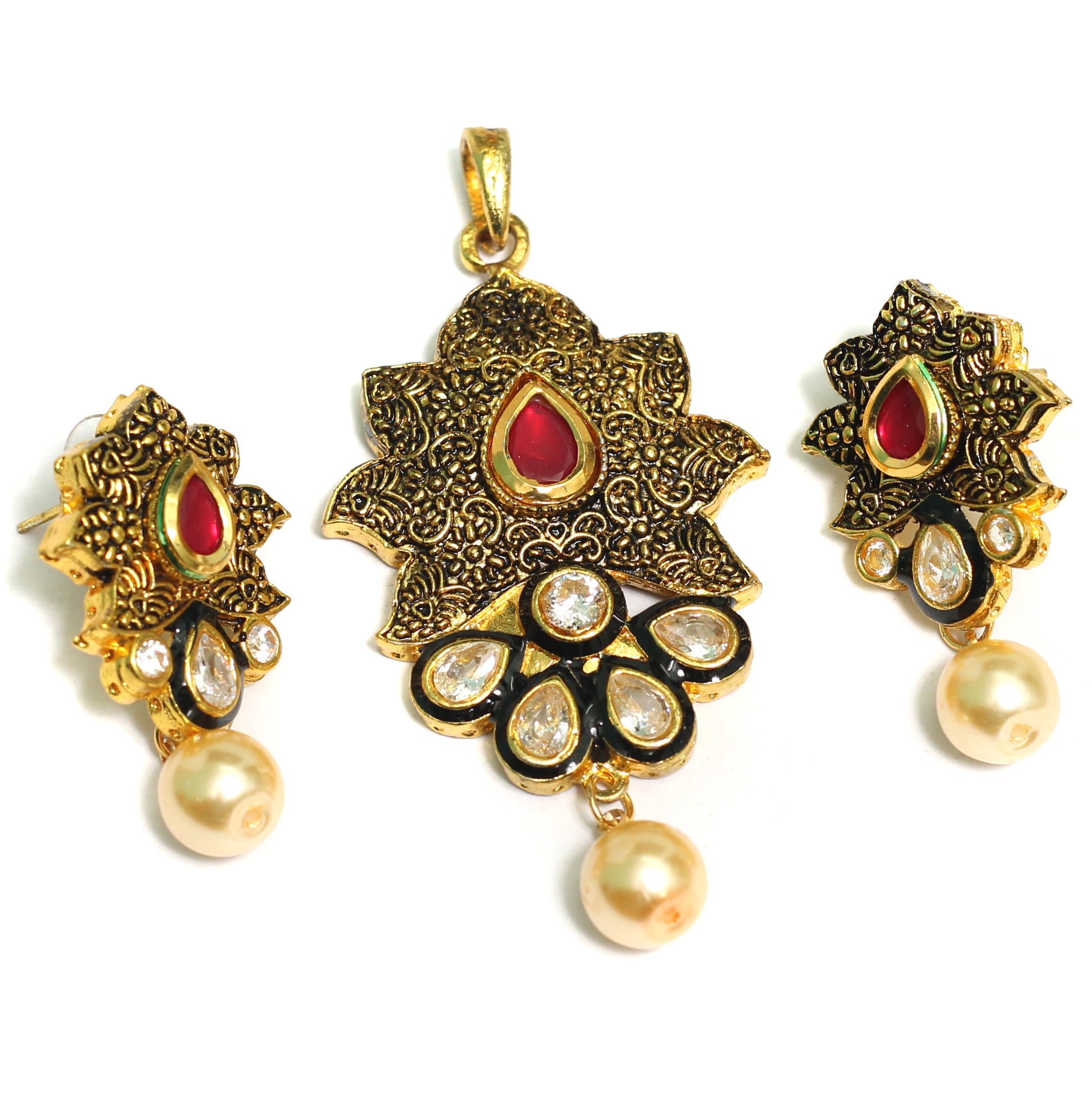 Gold Plated Necklace Earrings set gift for wife – Karizma Jewels